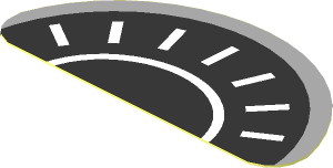 Sticker  0.9 x  1.8 Half Round with Black and White Speedometer on Light Bluish Grey Background