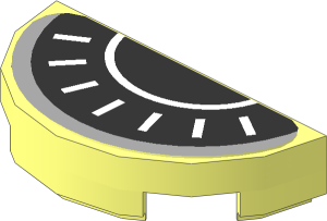 Tile  1 x  2 Half Round with Black and White Speedometer on Light Bluish Grey Background Sticker