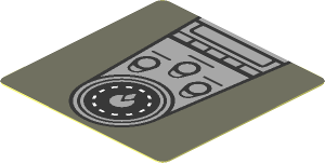 Sticker  1.8 x  1.8 with Black and Light Bluish Grey Car Centre Console on Dark Bluish Grey Background