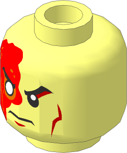 Minifig Head with Scarred Half and Frown Pattern