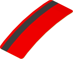Sticker  1.9 x  0.8 with Metallic Silver Right Stripe on Red Background (Formed)