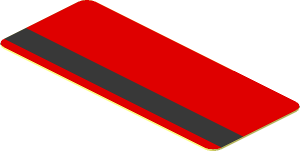 Sticker  0.8 x  1.9 with Metallic Silver Left Stripe on Red Background