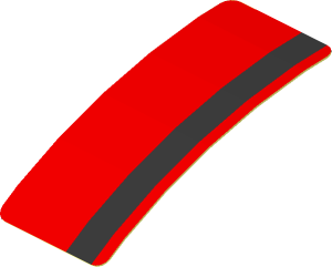 Sticker  0.8 x  1.9 with Metallic Silver Left Stripe on Red Background (Formed)