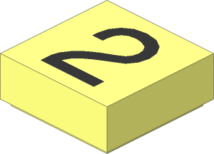 Tile  1 x  1 with Silver "2" Pattern