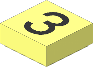 Tile  1 x  1 with Silver "3" Pattern