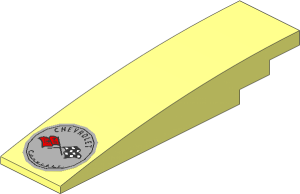 Slope Brick Curved  8 x  2 with Black "CHEVROLET" and "Corvette", Flags on Light Bluish Grey Background Sticker