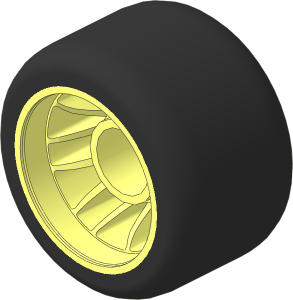 Wheel 14.9 x 24 with Rubber Black Integral Smooth Racing Tyre