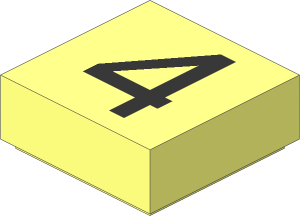 Tile  1 x  1 with Silver "4" Pattern