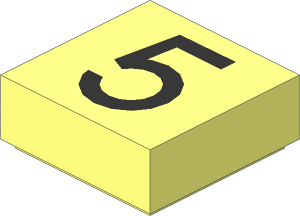 Tile  1 x  1 with Silver "5" Pattern