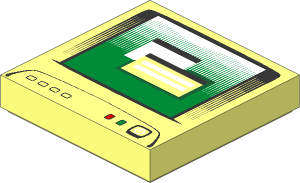 Tile  2 x  2 with Green Monitor Screen, White Button, White Window Pattern