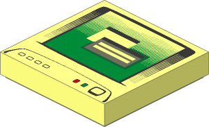Tile  2 x  2 with Green Monitor Screen, Plain Power Button and Dark Grey Window Pattern