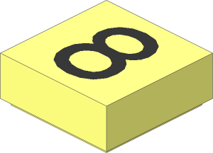 Tile  1 x  1 with Silver "8" Pattern