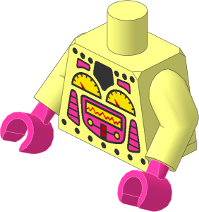 Minifig Torso with Arms and Hands with Female Clockwork Robot Pattern
