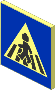 Roadsign Clip-on  2 x  2 Square with C-Clip with Crosswalk with Minifigure Pattern