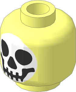 Minifig Head with Skull on White Circle Pattern