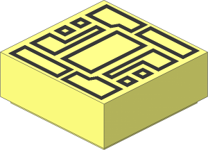 Tile  1 x  1 with Metallic Silver Circuitry Pattern