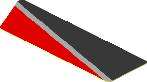 Sticker  0.8 x  2.5 with Black Trapezoid on Red Background Right