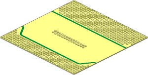 Baseplate 32 x 32 Road 7-Stud Refuge with Green Lines Pattern