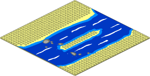 Baseplate 32 x 32 Road 7-Stud Refuge with River Pattern