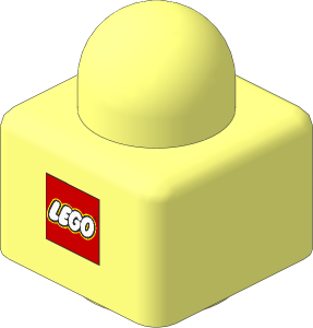 Duplo Primo Brick  1 x  1 with 2 Lego Logos Closed "O" Pattern