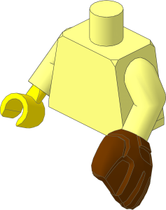Minifig Torso with Arms and Reddish Brown Baseball Glove on Left