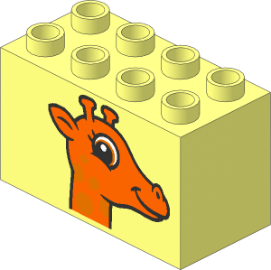 Duplo Brick  2 x  4 x  2 with Giraffe Head Pattern