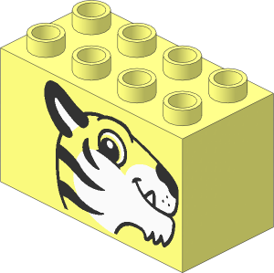 Duplo Brick  2 x  4 x  2 with Tiger Head Pattern
