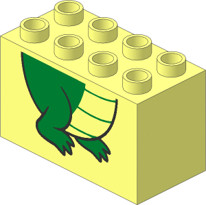 Duplo Brick  2 x  4 x  2 with Crocodile Legs Pattern
