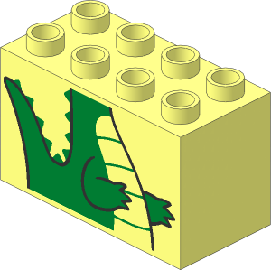 Duplo Brick  2 x  4 x  2 with Crocodile Body Pattern