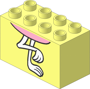 Duplo Brick  2 x  4 x  2 with Flamingo Legs Pattern