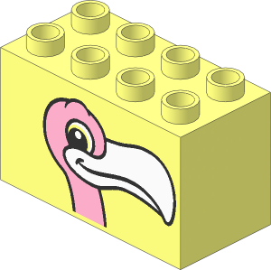 Duplo Brick  2 x  4 x  2 with Flamingo Head Pattern