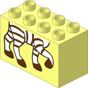 Duplo Brick  2 x  4 x  2 with Zebra Legs Pattern