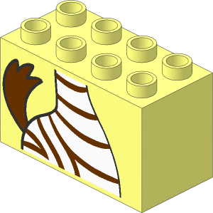 Duplo Brick  2 x  4 x  2 with Zebra Body Pattern