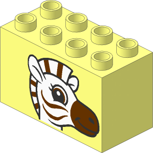 Duplo Brick  2 x  4 x  2 with Zebra Head Pattern