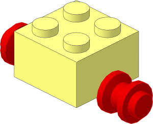 Brick  2 x  2 with Red Double Wheels (Complete)