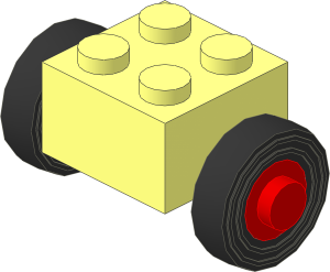 Brick  2 x  2 with Red Wheels (Complete) with Tyres  4/ 80 x  8 Single Smooth Type 1