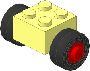 Brick  2 x  2 with Red Double Wheels (Complete) with Tyres  3/100 x  8 Double Smooth