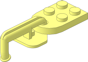 Plate  3 x  2 with Hole with Train Coupling Hook without Notch with Round Base Connection (Coupled Position)