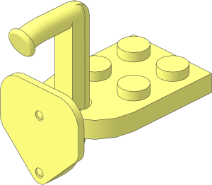 Plate  3 x  2 with Hole with Train Coupling Hook without Notch with Round Base Connection (Uncoupled Position)