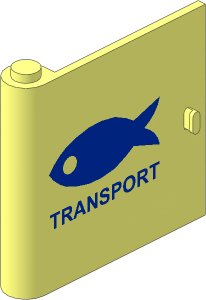 Door  1 x  5 x  4 Left with Blue Fish and "Transport" Pattern
