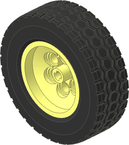 Wheel Rim 18 x 37 with 6 Pegholes and Long Axle Bush with Rubber Black Tyre 20/ 64 x 37 S