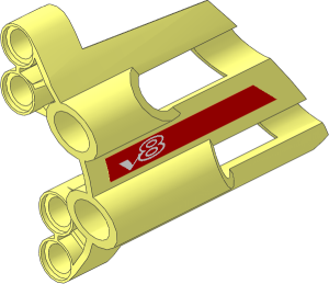 Technic Panel Fairing #2 with White "v8" on Red Background Sticker