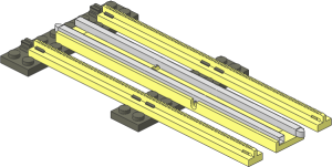 Train Track 12V Slotted Straight with Conductive Centre Rail with Sockets (Complete)