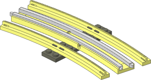 Train Track 12V Slotted Curved (Complete 1 Segment)