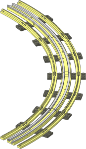 Train Track 12V Slotted Curved (Complete 4 Segments)