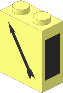 Brick  1 x  2 x  2 w/ Center Stud w/ Train Point Left Pattern