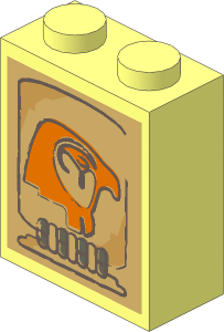 Brick  1 x  2 x  2 with Inside Axle Holder with Horus Head Sticker