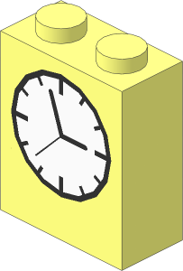 Brick  1 x  2 x  2 with Inside Axle Holder with Clock Face Pattern