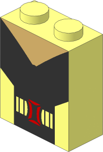 Brick  1 x  2 x  2 without Understud with Black, Silver and Red Jacket Pattern