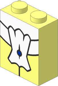 Brick  1 x  2 x  2 without Understud with White Tie Pattern